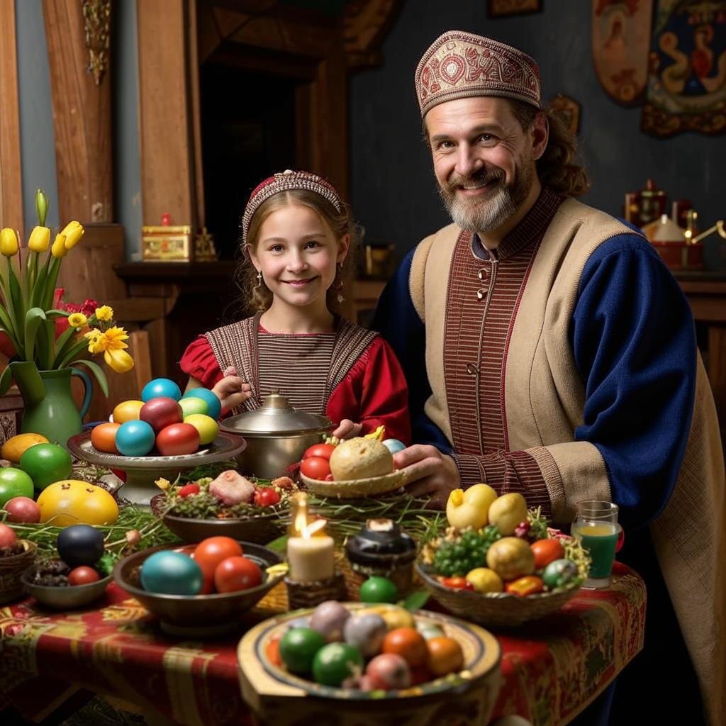 Семья за праздничным столом.