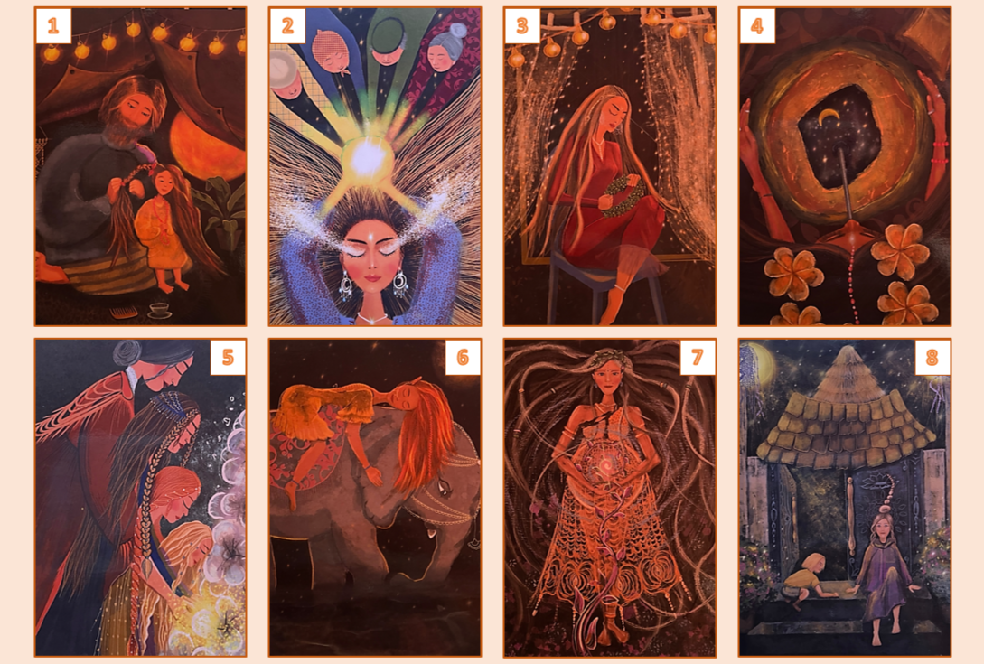 8 случайных карт из колоды К. Сарсумат «Сила моего рода». Коллаж мой