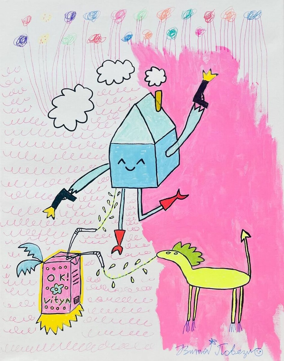 Работа Вити Повезло, созданная специально для «Москвички»
