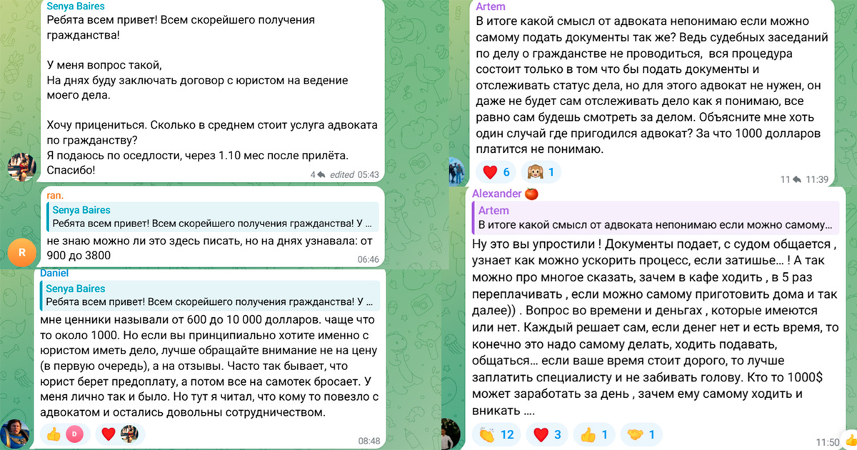 Брать или не брать адвоката? Вот в чём вопрос. В чатике по гражданству мнения на этот счёт разделились