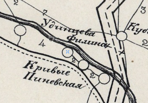 Фрагмент карты Ирбитского уезда 1908 года.