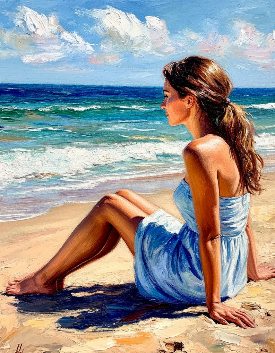 «Женщина у моря» — нейросетевой отклик на мой художественный запрос