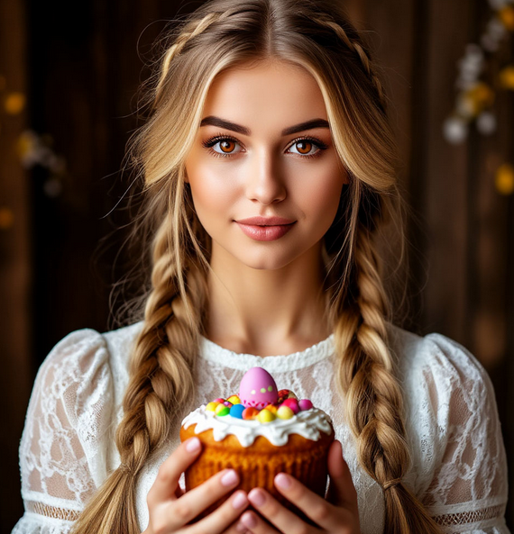 Девушка с куличом