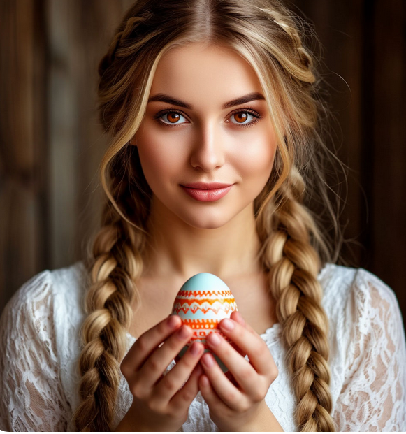 Девушка с пасхальным яйцом