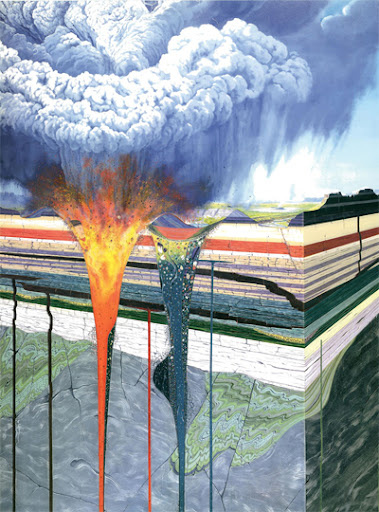 Кимберлитовая трубка это тоже своеобразный "вулкан".