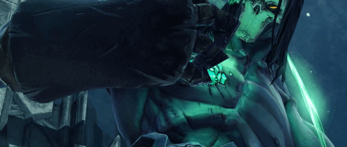 Gif картинка: "Перемещение в Кузнечные Земли из игры Darksiders 2 Deathinitive Edition"