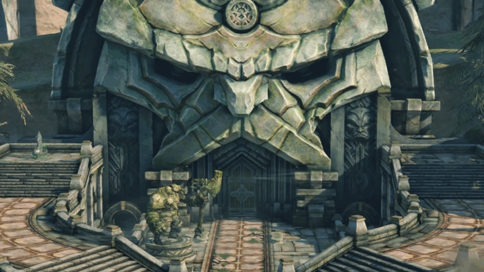 Gif картинка: "Элия даёт поручение Смерти. Фрагмент из игры Darksiders 2 Deathinitive Edition"