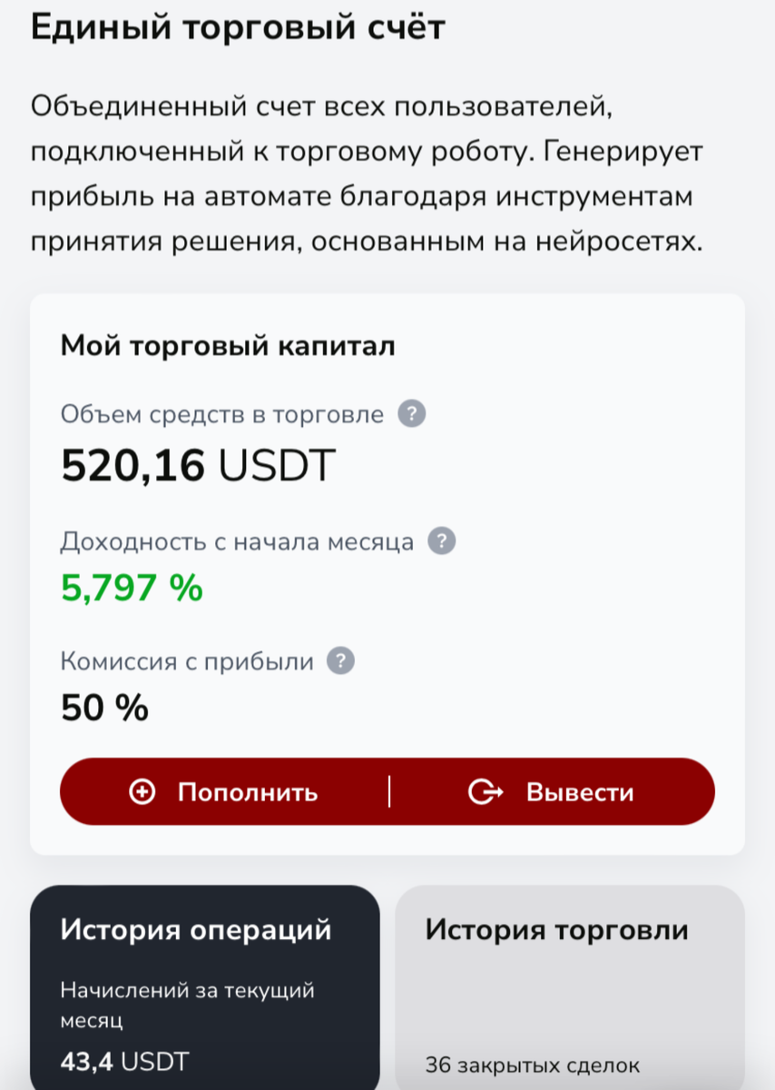 Мой депозит после вывода 