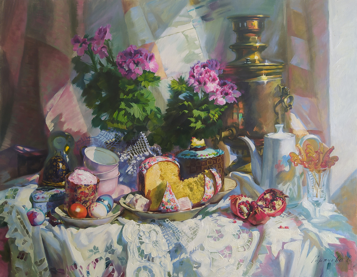 "Пасха с петушками", 70Х90, 2021 год