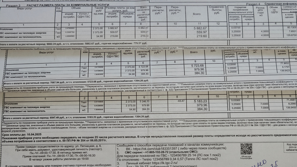 Квитанции за январь, февраль и март