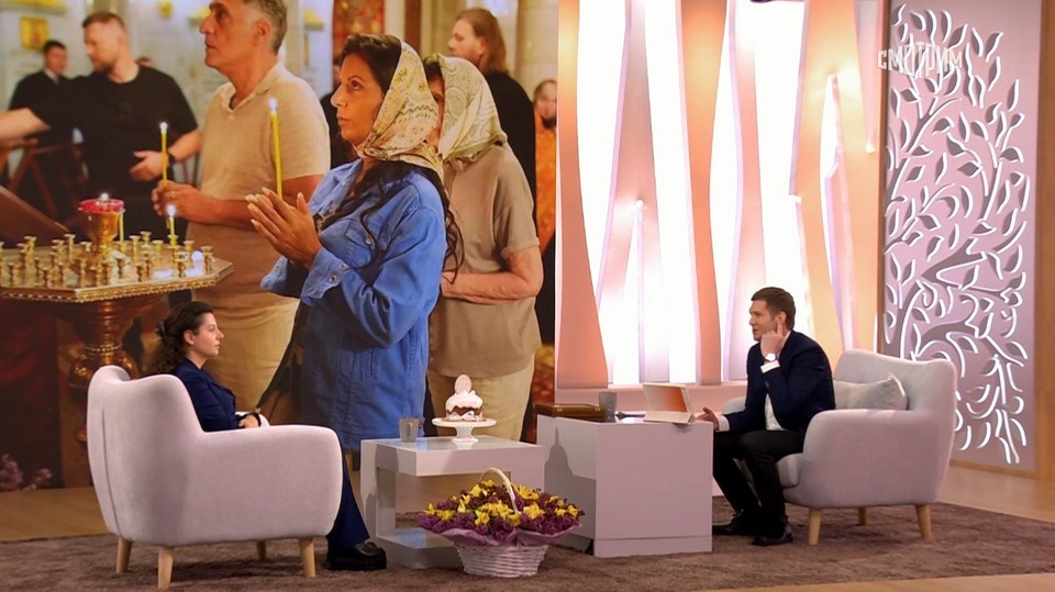    Маргарита Симоньян в студии у Бориса Корчевникова 20 апреля расскажет, как ее муж Тигран Кеосаян в реанимации отвечает ей — моргает или шевелит руками. Фото — кадр программы «Судьба человека», телеканал «Россия»