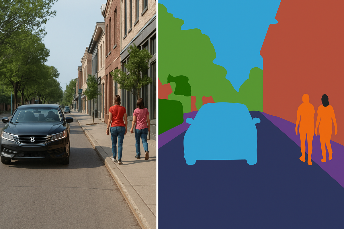 Еще одно представление того как машинное или компьютерное зрение сегментирует объекты.