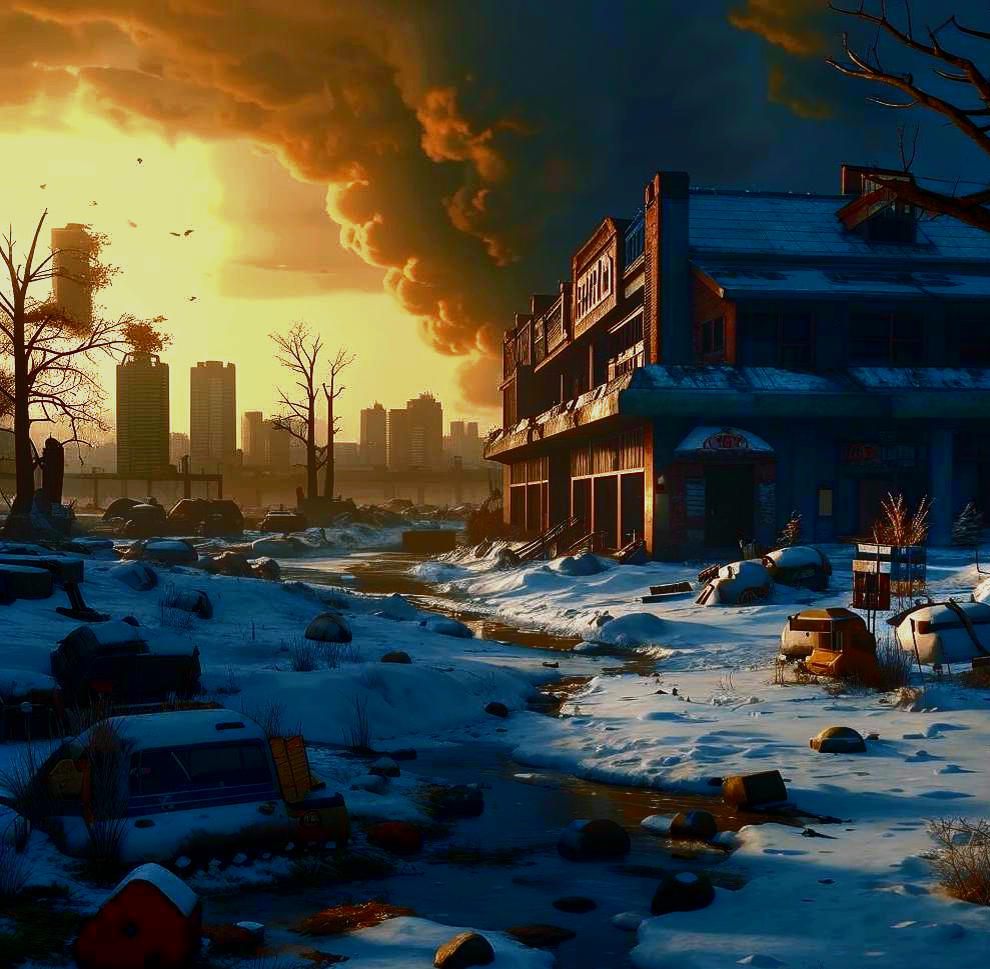 Картинка “ядерной зимы”, нарисована с помощью ИИ