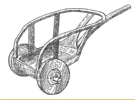 (Современная реконструкция бронзововековой колесницы, III тыс. до н. э.)