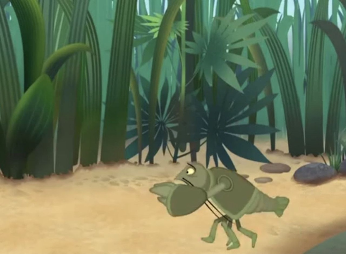 Кадр из серии "Что в пруду?" Перепуганный рак удирает из пруда, думая, что его хотят съесть