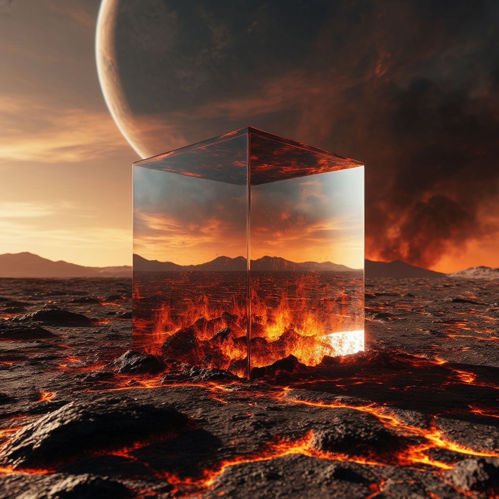 Естественно куб был вразы больше и с постройками внутри