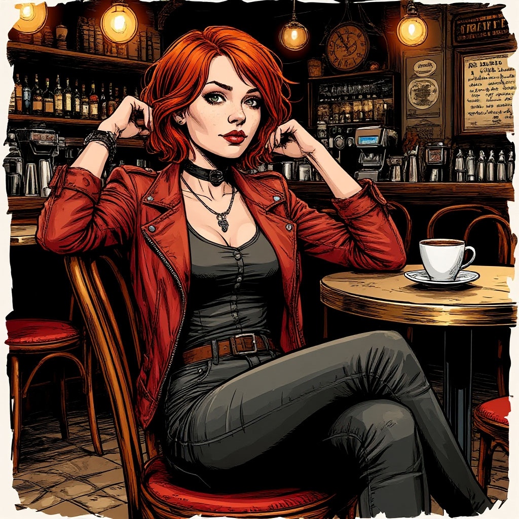 Она вальяжно, не без определённой грации, развалилась на стуле и отработанным движением провела рукой по своему каре. Рисунок от Яндекс GPT