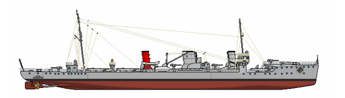 Схема внешнего вида эсминца данного типа