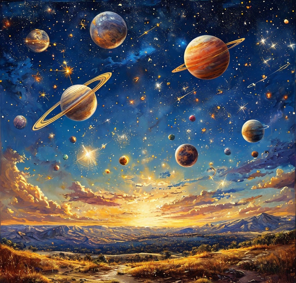 Планеты. Иллюстрация сгенерирована нейросетью