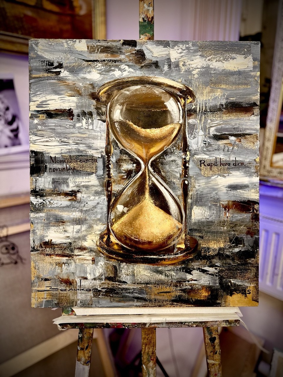 Картина о времени. "Мгновения вечно сменяют друг друга". 2025г. Автор Олег Зеликов.