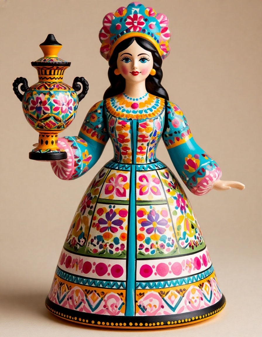 «Барыня с самоваром» — образ, сгенерированный ИИ по моему запросу