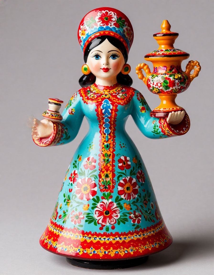 «Барыня с самоваром» — образ, сгенерированный ИИ по моему запросу