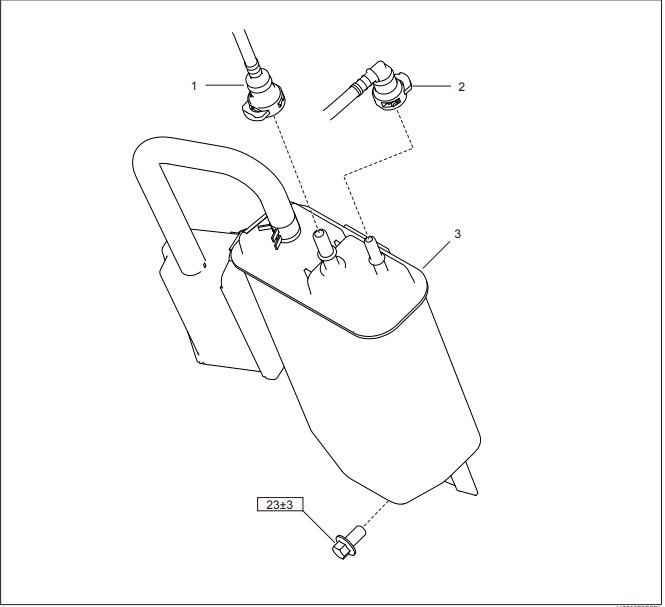 1. Трубка адсорбции
2. Трубка десорбции
3. Адсорбер паров топлива