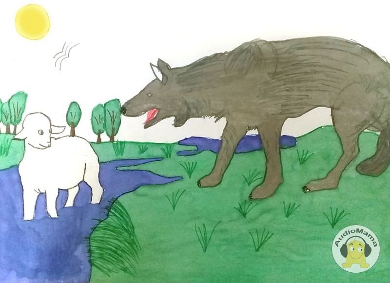     Иллюстрация к басне "Волк и ягненонок" - у тех, кто не брезгует любыми методами всегда более сильная позиция.