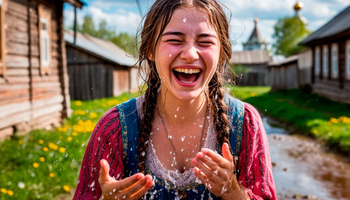 В Светлый понелельник принято было обливать друг друга водой. Изображение: "Шедеврум"