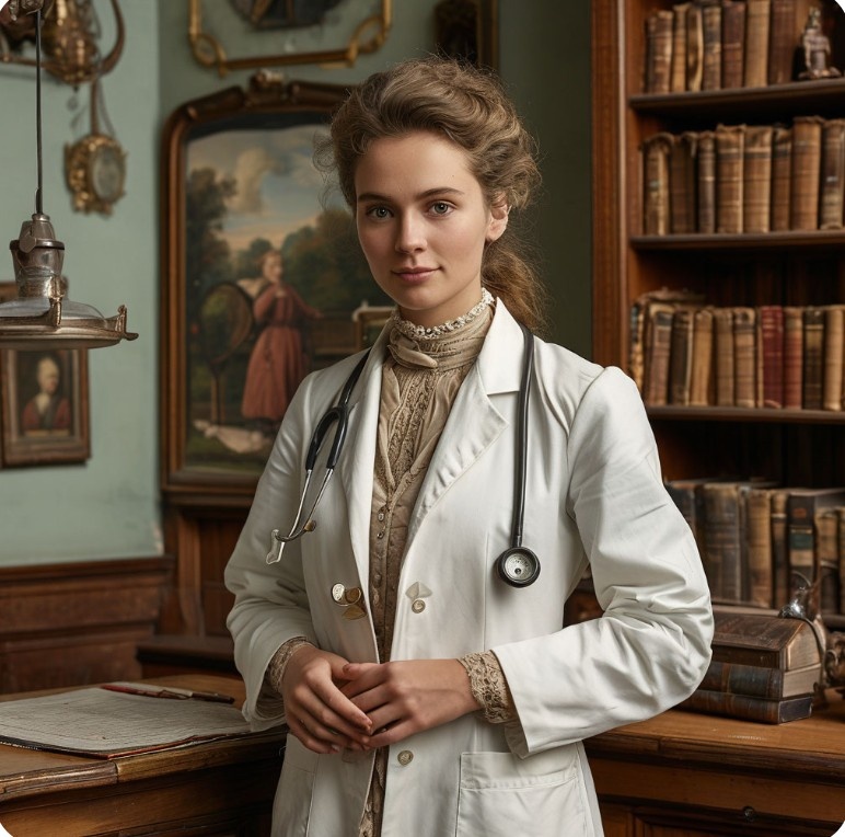 Вот так выглядела женщина врач в 19-м веке по мнению нейросети.