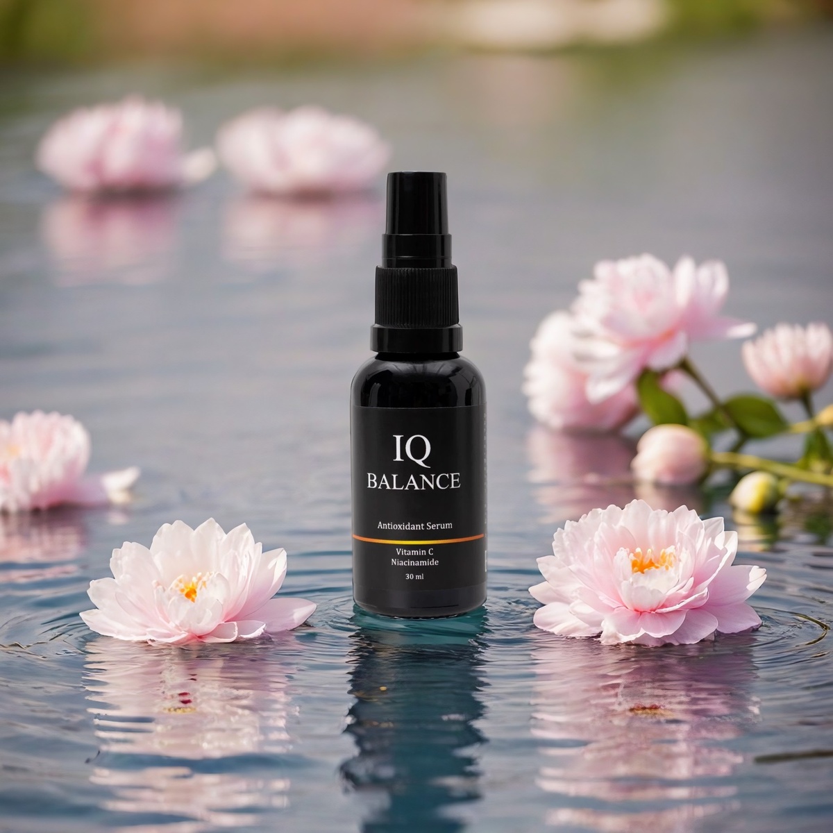 Увлажняющая сыворотка IQ BALANCE для лица с витамином С ниацинамидом и гиалуроновой кислотой. OZON: арт. 1723414889 WB: арт. 291381788