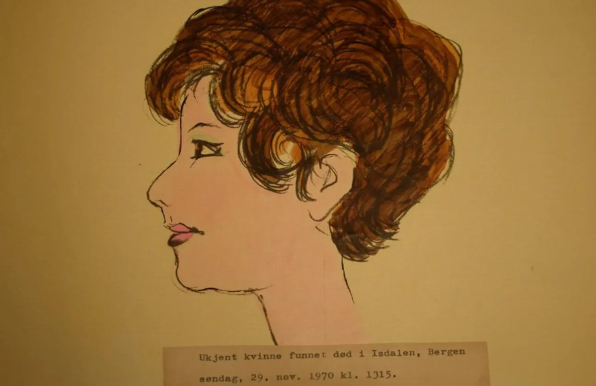 Портрет «женщины из Исдален», сделанный в ходе расследования по описаниям свидетелей