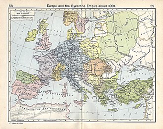 Древнерусское государство (окрашино светло-зелёным  цветом)