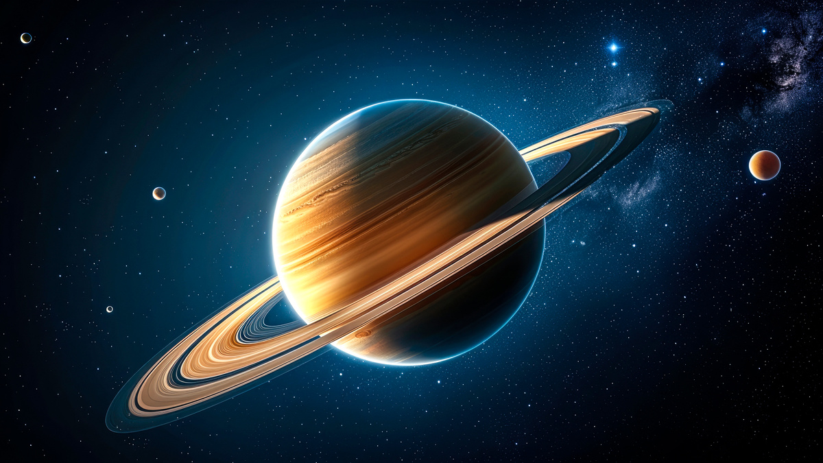 Сатурн, величественный газовый гигант с кольцами, где отсутствует твердая поверхность для высадки.