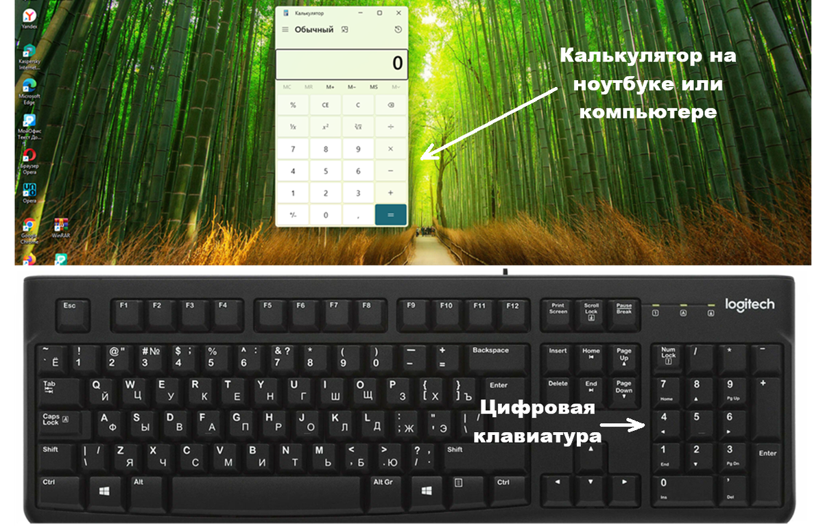 Калькулятор на ноутбуке или компьютере, а также цифровая клавиатура (цифровой блок или нумпад) – небольшая секция компьютерной клавиатуры, обычно находится с правого края. 