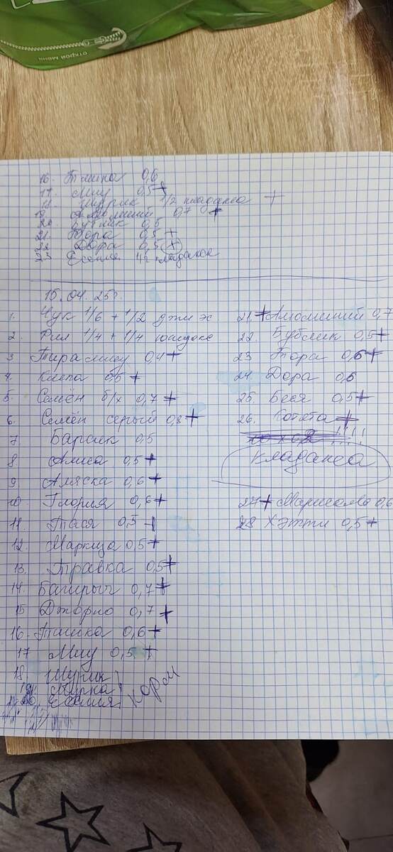 Это журнал. С отметками плюсами, чтобы не перепутать дали лекарства или нет..