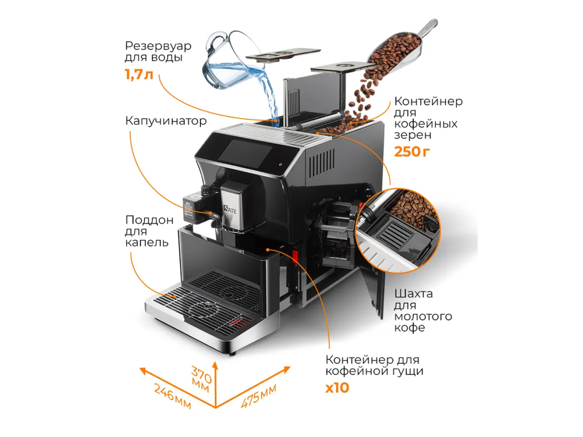 Характеристики автоматической кофемашины Sate СТ-200