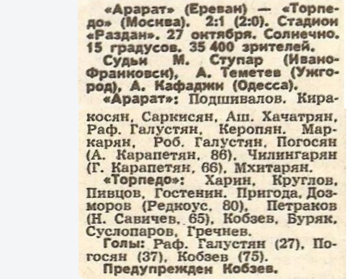 "Советский спорт", № 249 (11568), вторник, 29 октября 1985 г. С. 3. С некоторой корректировкой автора ИстАрх.