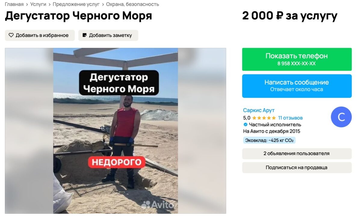    Скриншот сервиса «Авито»