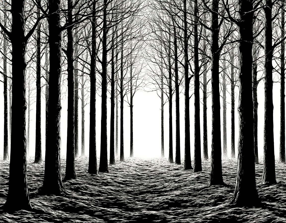 Лес в бинарной графике. ИИ Шедеврум.