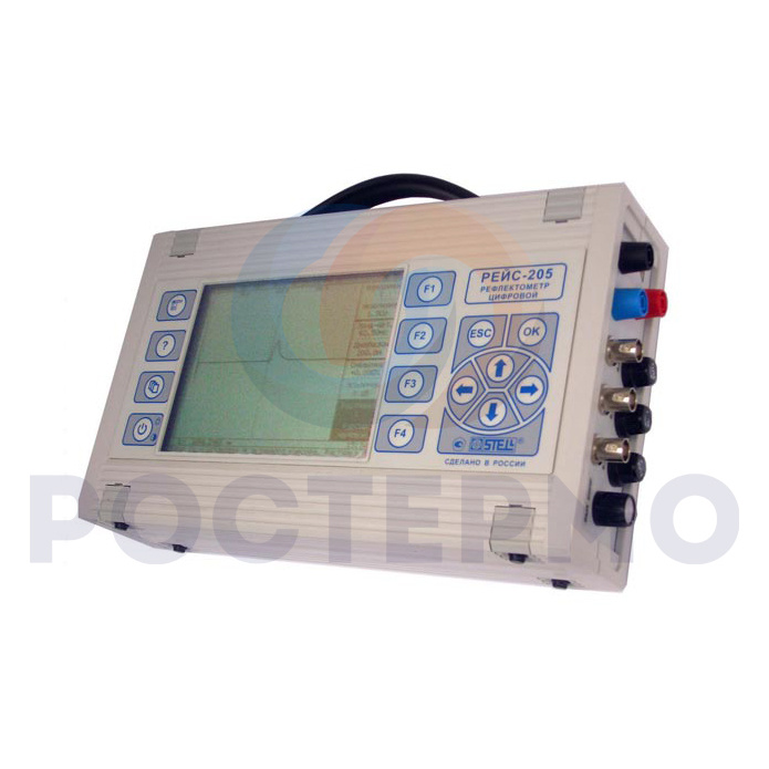 Рефлектометр цифровой РЕЙС-205 с измерительным мостом разработан специально для определения всех видов повреждений кабельных линий связи и других типов кабельных линий.

РЕЙС-205 это измерительная система, которая представляет собой совокупность двух приборов в одном корпусе: самый совершенный российский импульсный рефлектометр и кабельный измерительный мост.

Области применения:

Прокладка кабельных линий всех типов
Поиск мест повреждений в кабельных линиях всех типов
Эксплуатация кабельных линий сельских, городских и междугородних телефонных станций
Эксплуатация кабельных линий связи во всех отраслях народного хозяйства
Кабельное телевидение и компьютерные сети
Эксплуатация линий связи и электропередачи промышленных предприятий и учреждений
Паспортизация кабельных линий
Диагностика состояния кабельных линий
Производство и торговля кабелями.
Отличительные особенности:

Реализация нескольких методов определения мест повреждений в кабельных линиях.
Низкая инструментальная погрешность измерения - не более 0,2%.
Цифровая индикация выходного сопротивления.
Наглядность измерений за счет отображения рефлектограмм, режимов измерения, измерительных схем, измеренных параметров, комментариев и подсказок оператору на большом ЖК-экране (118х88 мм) с высоким разрешением (320х240 точек), подсветкой и подогревом.
Возможность регулировки яркости и контрастности изображения.
Отведение большей части экрана (72% площади) под отображение рефлектограмм и тонкий луч обеспечивают особое удобство при анализе рефлектограмм.
Отображение на экране подробных схем подключения линии при измерении мостовым методом упрощает работу с прибором.
Мощный зондирующий импульс, наличие специального компенсирующего импульса.
Три рефлектометрических входа для одновременного подключения трех линий.
Наличие встроенных часов позволяет не только постоянно индицировать текущее время, но и запоминать в памяти точное время записи рефлектограмм.
Простота и удобство управления.
Возможность работы при недостаточной о