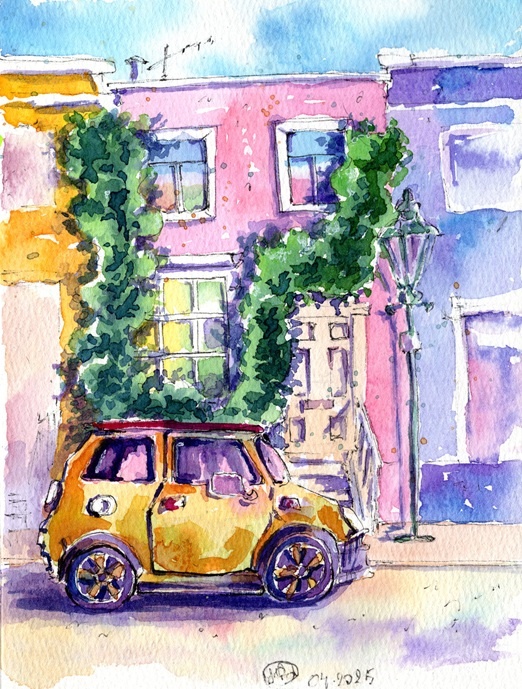 Пейзаж сделанный по мастер-классу с улочкой Лондона.