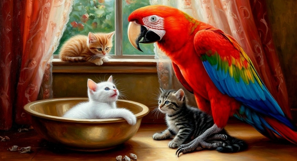 Новые жильцы дома с попугаем