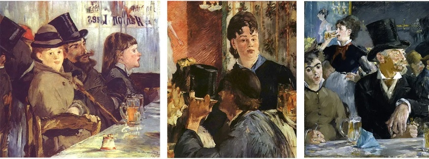 Слева направо: В кафе (1878), Подавальщица пива (1879), В кафе (1878-1879)