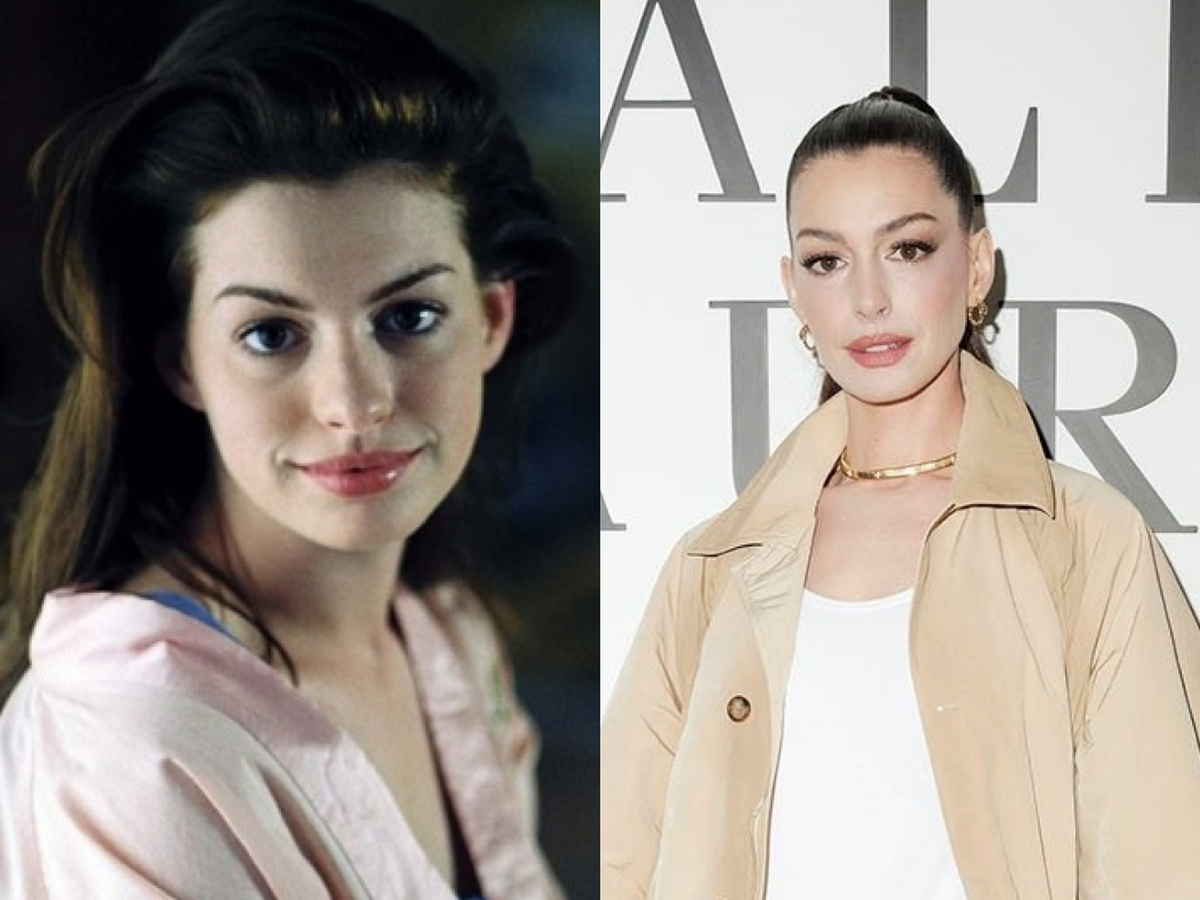 Энн Хаттауэй в 2001 и 2025