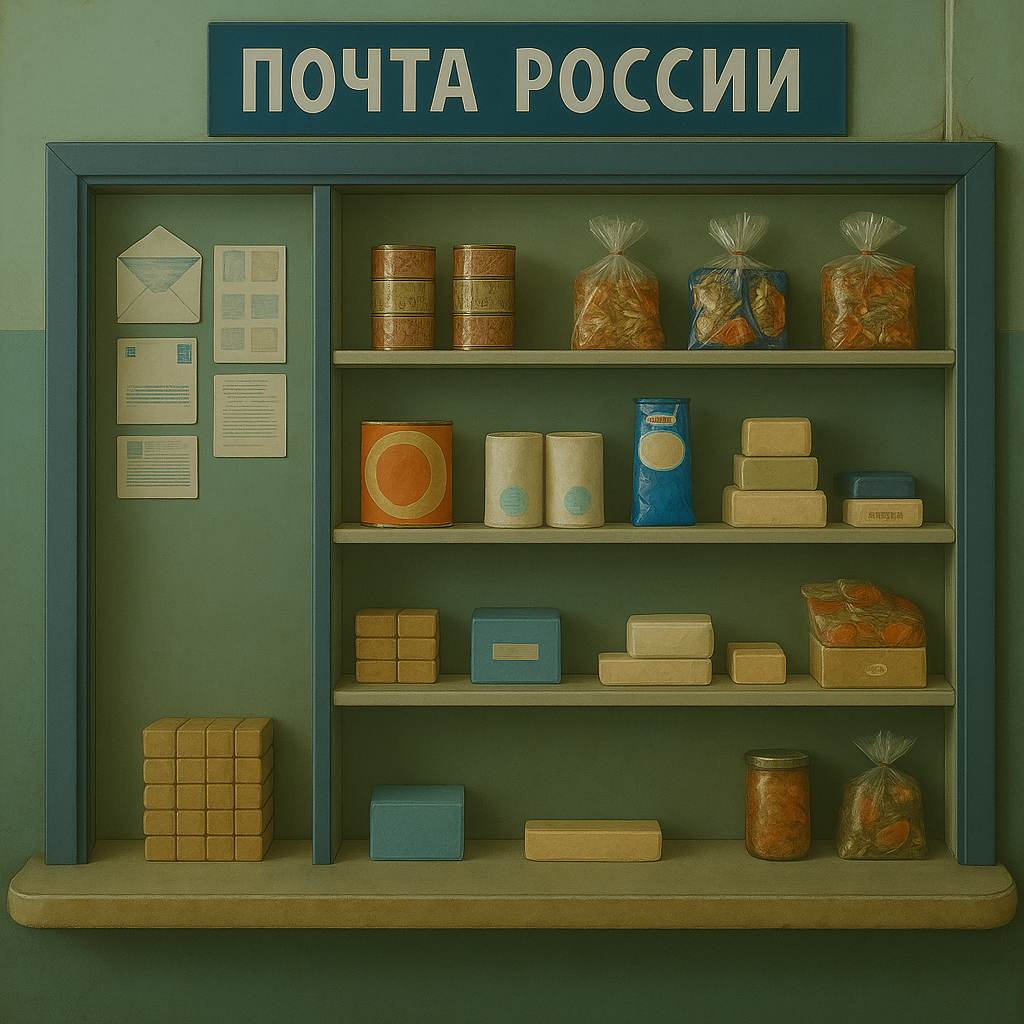 Товары в отделениях Почты России.