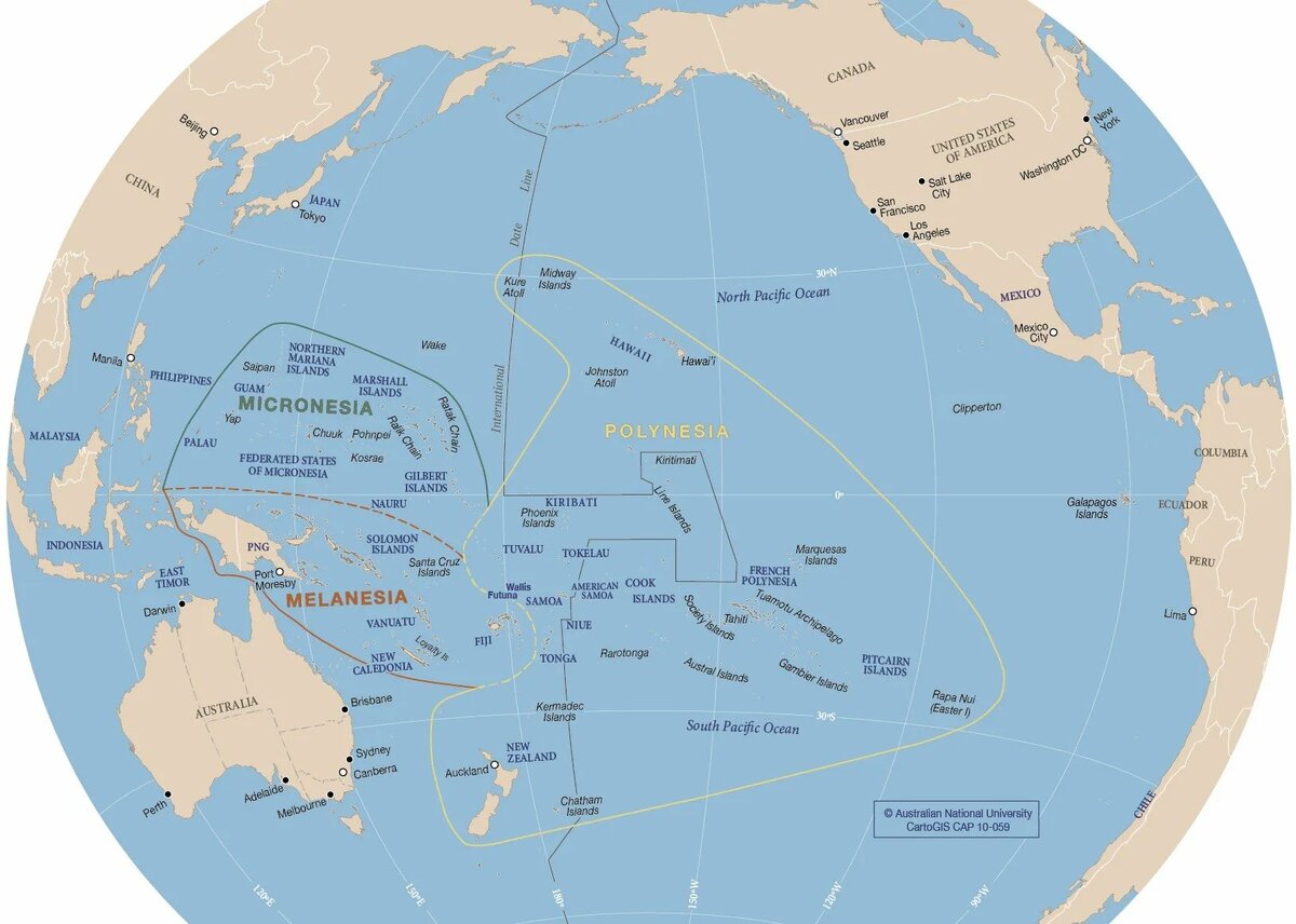 Океания  на  карте