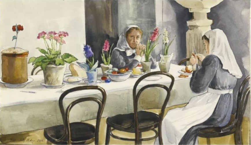 Акварель Великой княжны Ольги Александровны Романовой, 1916 год