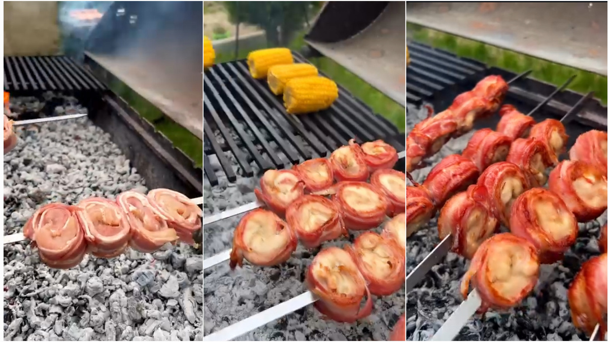 Куриный шашлык в беконе