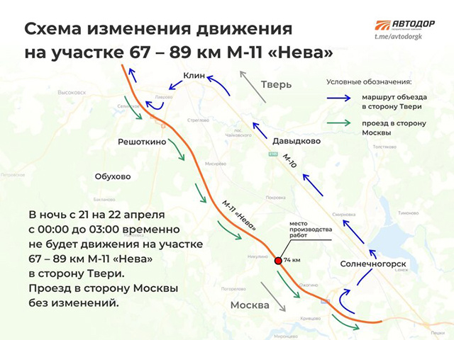 Этой ночью трасса М-11 будет на три часа перекрыта